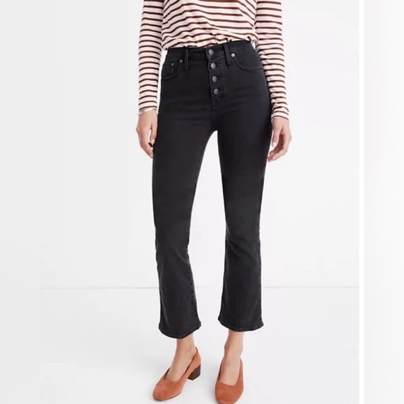 Madewell Denim - MADEWELL CALI DEMI BOOT BUTTON FLY BLACK BELL SPRING EDITION JEANS 26